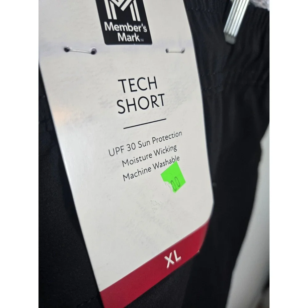 Members Mark Mens Tech Shorts Black XL UPF 30 Moisture Wicking Athletic Workout